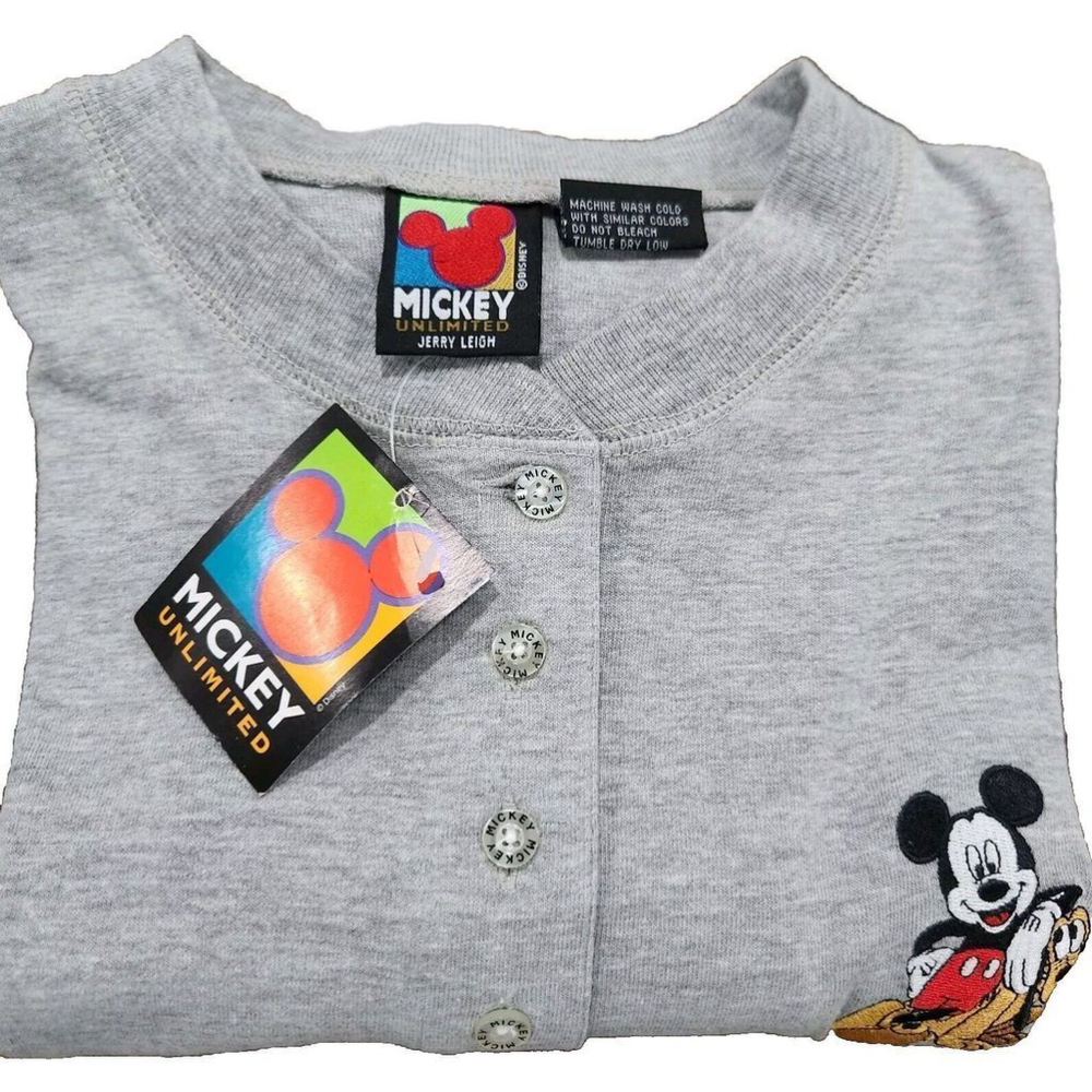 Disney Mickey Unlimited Mens T-Shirt Long Sleeves Gray Small Graphic Pluto NWT